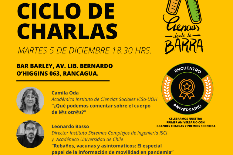 Este 5 de diciembre participa en el ciclo de charlas Ciencias desde la Barra en Rancagua