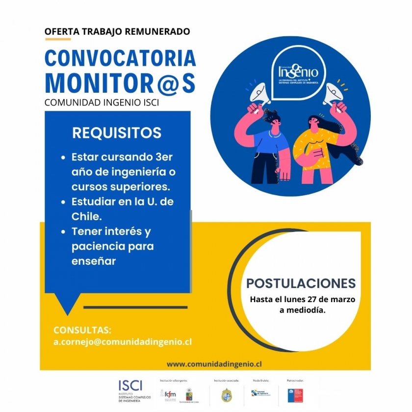 Comunidad InGenio busca nuev@s monitor@s para este 2023